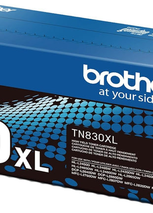 Brother Genuine TN830 Black Standard Yield Printer Toner Cartridge - Print up to 1,200 Pages(1) | Brother Genuine TN830 Black Toner with crisp monochrome output for HL-L2400D, MFC-L2820DW and DCP-L2640DW