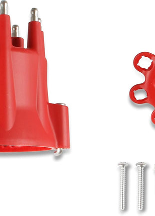 MSD 8433 Red, V8 Distributor Cap With HEI Terminals and Spark Plug Wire Retainer