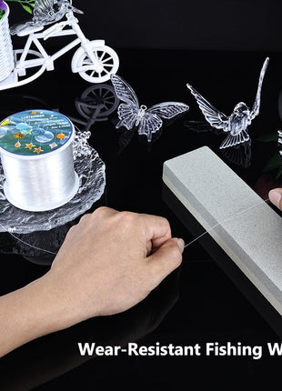 Fishing Wire, 1640 ft Clear Fishing Line, Strong Invisible String for Hanging Decorations, Balloons, Crafts, Jewelry Making, Beading, Bracelets and Necklaces