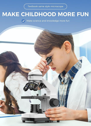 PalliPartners Compound Microscope for Adults & Students, White | 100X-2000X High-Power, Biological Microscope, School Lab & Home Education, with Slides Set & Phone Adapter