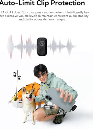 Hollyland Lark A1 Wireless Microphone for iPhone & Android, 48kHz/24-bit Studio Audio, 3-Level Noise Cancellation, 200m Range, Magnetic Mini Mic for Video Recording & Live Streaming (2TX + USB-C RX)