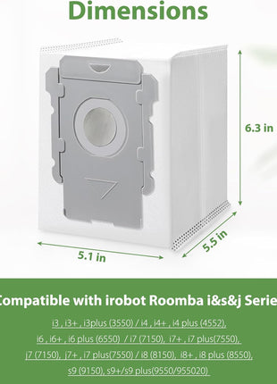 20 Pack Vacuum Bags for iRobot Roomba i7 i7+ i8 i8+ i3 i3+ i4 i4+ i6 i6+ j7 j7+ s9 s9+, i and s and j Series Clean Base Automatic Dirt Disposal Bags
