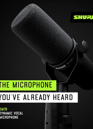 Shure SM7B Microphone   Vocal Dynamic Studio Mic for Broadcast, Podcast, Recording, Gaming & Streaming, xLR, Rugged Construction, Detachable Windscreen, Smooth Sound, Warm Vocals, Wide Range Frequency
