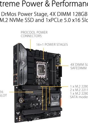 ASUS TUF Gaming Z790-Plus WiFi LGA 1700(Intel 14th,12th &13th Gen) ATX Gaming Motherboard(PCIe 5.0,DDR5,4xM.2 Slots,16+1 DrMOS,WiFi 6,2.5Gb LAN,Front USB 3.2 Gen 2 Type-C,Thunderbolt 4(USB4),Aura RGB)