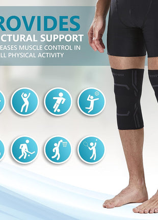 Bodyprox Knee Compression Sleeve for Men and Women (2 Pack), Knee Support Brace for Running and Work out (Medium)