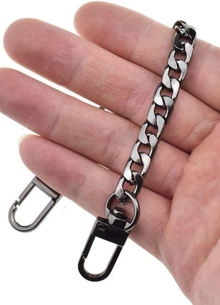 HAHIYO Mini Pochette Purse Chain Strap Slim Wide 7mm for LV Length 7.9 Inches Extra Thick 2.6mm Shiny Black for Handbag Wallet Clutch Comfortable Flat Metal Strap 1 Pack