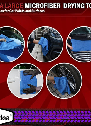 AIDEA Microfiber Towels for Cars-2PK, Large Professional Car Drying Towel, Scratch-Free & Absorbent Drying Towel for Cars, SUVs, RVs, Trucks, and Boats, 24inx 31in, Blue