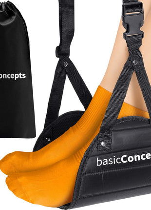 BASIC CONCEPTS Airplane Foot Hammock for Plane Travel Essentials - Airplane Travel Essentials, Long Flight Foot Rest - Plane Gadgets