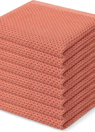 Homaxy 100% Cotton Waffle Weave Kitchen Dish Cloths, Ultra Soft Absorbent Quick Drying Dish Towels, 12 x 12 Inches, 6-Pack, Dark Grey