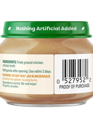 Beech-Nut Meat Baby Food Jars, Chicken & Chicken Broth Puree, 7g Protein, Stage 1 Baby Food for Babies 4 Months and Up, 2.5oz Glass Jars, 10ct