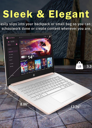 HP Stream 14 inch HD BrightView Laptop, Intel Celeron N150, 16GB RAM, 288GB Storage (128GB UFS + 160GB Docking Station Set), Intel UHD Graphics, 720p Webcam, Wi-Fi, 1 Year Office 365, Win 11S, Gold