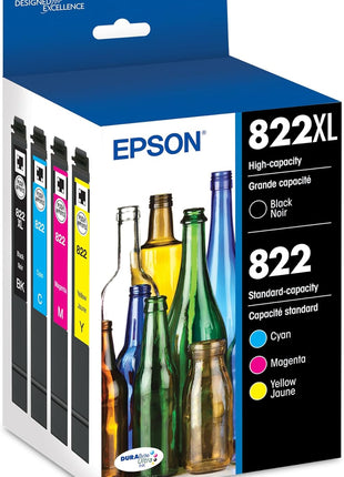 EPSON 822 DURABrite Ultra Ink High Capacity Black & Standard Color Cartridge Combo Pack (T822XL-BCS) Works with WorkForce Pro WF-3820,3823, 4820, 4830, 4833, 4834