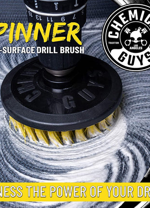 Chemical Guys Foaming Citrus Fabric Clean Drill Brush Kit - High Foaming Stain and Odor Remover, Upholstery, Floor Mat & Car Carpet Cleaner, Deep Cleans & Deodorizes, Citrus Scent - 16 fl oz