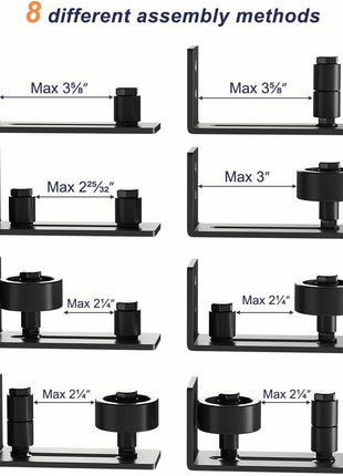 SMARTSTANDARD Sliding Barn Door Floor Guide for Bottom Adjustable Roller - 8 Setup Options for DIYers - Flush Design Bottom Flat Barn Door Floor Guide Stay Roller (Black) 1PCS
