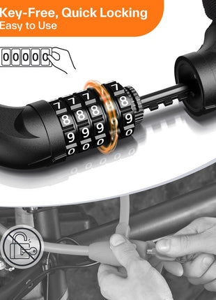 Sportneer Bike Lock: 5 Digit Combination High Security Anti Theft Bike Chain Lock - 3.2/3.6/4ft Heavy Duty Keyless Bicycle Lock for Bike, Motorcycle, Scooter, Door & Gate - 4/6mm Thick, Easy to Use
