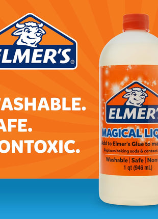 Elmer's Magical Liquid, Slime Activator Solution, Safe and Washable, 1 Quart - Updated Formula for Double the Slime Output