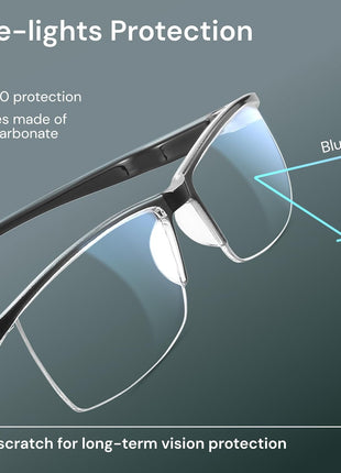 6 pack Executive Style Reading Glasses Men   Durable Readers with 99% Blue Light Blocking   Comfortable Fit with TR90 Frames