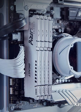 Kingston FURY Beast White 128GB (4x32GB) 5200MT/s CL40 DDR5 XMP DIMM | Overclocking | Intel XMP 3.0 | Kit of 4 | KF552C40BWK4-128