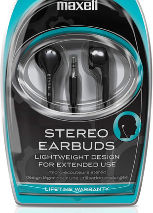 Maxell 190568 Snug Fit Stereo Sound Stylish Wired Lightweight and Comfortable Stereo Ear Buds with 3.5mm Headphone Jack