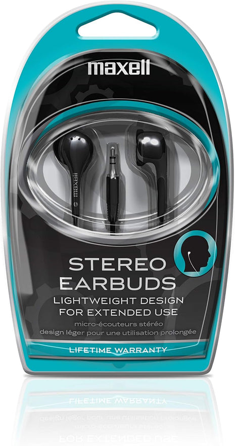 Maxell 190568 Snug Fit Stereo Sound Stylish Wired Lightweight and Comfortable Stereo Ear Buds with 3.5mm Headphone Jack