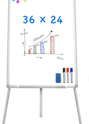 Easel Whiteboard - Magnetic Portable Dry Erase 36 x 24 Tripod Height Adjustable, 3' x 2' Flipchart Easel Stand White Board for Office or Teaching at Home & Classroom (36x24 White)