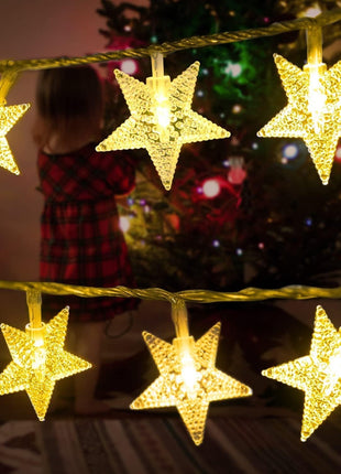 Star String Lights Plug in - 33 ft 100 LED Star Fairy String Lights with Remote and Timer, Waterproof for Bedroom Porch Wedding Party Patio Garden Tent Indoor Outdoor Décor, Warm White