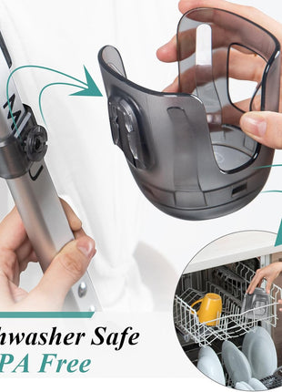 Stroller Cup Holder Fits for UPPAbaby Vista/Vista V2/Vista V3/Cruz/Cruz V2/Minu/Minu V2/Minu Duo, Securely Hold The Cup, Quick Attachment, Folds with Stroller, Drinking On The Go, Black (Grey)