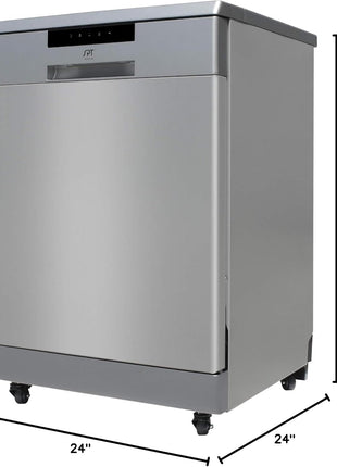 SPT SD-6513SSA 24′′ Wide Portable Dishwasher with ENERGY STAR, 6 Wash Programs, 10 Place Settings and Stainless Steel Tub – Stainless