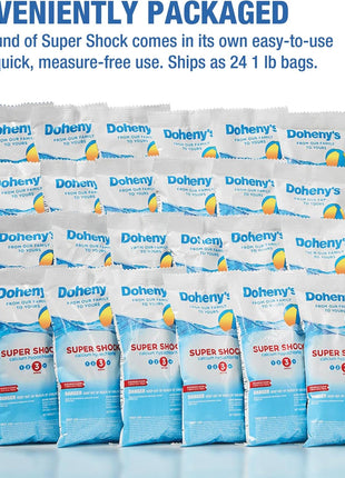 Doheny's Super Pool Shock | Pro-Grade Chlorine Shock, Quick-Dissolving, Fast-Acting 68% Cal-Hypo Granular Pool Shock | 24 x 1lb Bags, Proudly Made in the USA