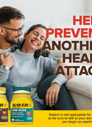Bayer Aspirin Low Dose 81 mg, Enteric Coated Tablets, Doctor Recommended, Secondary Prevention of Cardiovascular Disease, 300 Safety Coated Tablets