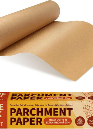 Katbite Unbleached Parchment Paper Roll, 15in x 242ft, 300 Sq.Ft, Non-Stick with Serrated Cutter for Baking, Cooking, Air Fryer
