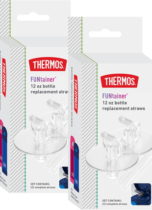 THERMOS FUNtainer 12 Ounce Insulated Kids Water Bottle Replacement Straws, 4 Straws