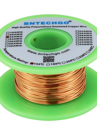 BNTECHGO 22 AWG Magnet Wire - Enameled Copper Wire - Enameled Magnet Winding Wire - 4 oz - 0.0256 inch Diameter 1 Spool Coil Natural Temperature Rating 155? Widely Used for Transformers Inductors