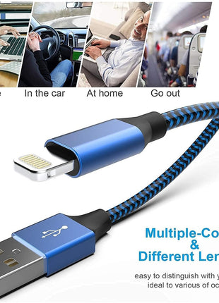 [Apple MFi Certified] 6Pack 3/3/6/6/6/10 FT iPhone Charger Nylon Braided Fast Charging Lightning Cable Compatible iPhone 14 Pro/13 mini/13/12/11 Pro MAX/XR/XS/8/7/Plus/6S/SE/iPad