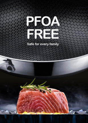 DOTCLAD Wok pan,Hybrid 13 inch Wok with Lid, PFOA Free Cookware,non stick Stainless Steel Woks & Stir-fry pans Nonstick, Dishwasher and Oven Safe, Works on Induction