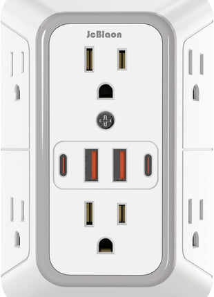 Outlet Extender Surge Protector - 6 Outlet Splitter with 4 USB Ports (2 USB C), Multiple Plug Expander Wall Charger, 3 Sided Multi Plug Wall Adapter Power Strip for Home Office Kitchen Travel