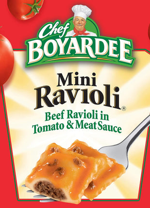 Chef Boyardee Mini Beef Ravioli, Microwave Pasta, Canned Food, 15 oz.