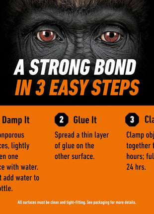 Gorilla Original Gorilla Glue, Brown, Waterproof Polyurethane Glue, 8 Ounce (Pack of 1) - Expands Into Materials, All Purpose