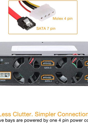 ICY DOCK Full Metal 4 x 2.5 SAS/SATA HDD/SSD Mobile Rack Enclosure for 5.25" Bay (with Fan Control) | ToughArmor MB994SP-4SB-1