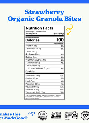 MadeGood Organic Strawberry Granola Minis, 5ct x 0.85oz