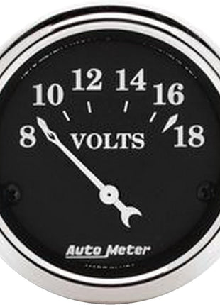 AUTO METER 1791 Old TYME Black Voltmeter Gauge,2.3125 in.