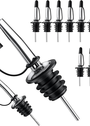 Pafusen 12 Pack Liquor Pour Spout With Dust Caps   Bottle Pourers for Alcohol, Olive Oil   Speed Pourers, Bar Bartender Accessories