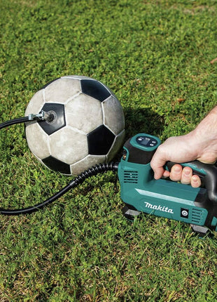 Makita DMP180ZX 18V LXT® Lithium-Ion Cordless Inflator, Battery Powered, Tool Only(battery and charger not included);Presta valve adapter;Sports ball needle;Tapered adapter, Teal