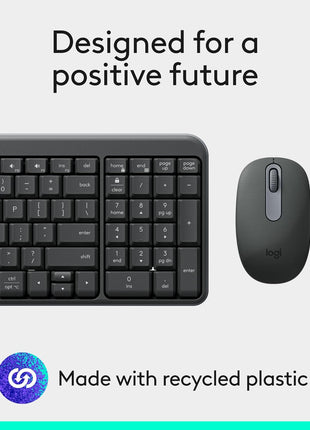 Logitech MK250 Bluetooth Wireless Keyboard and Mouse Combo - Graphite | Bluetooth connection only, compact keyboard with number pad, small ambidextrous M196 mouse with 3 non-customizable buttons