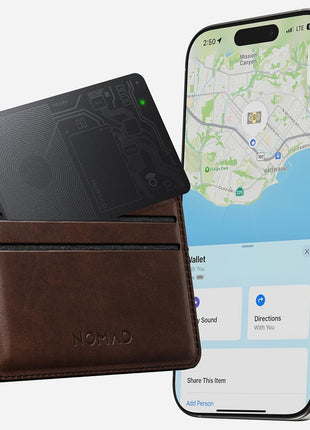 Nomad Tracking Card Carbide, Slim Card Tracker with IPX7 Waterproof and Dust Proof - Card Tracker for Wallet & Luggage, 5 Months GPS Tracker Long Battery Life, Rechargeable, Compatible with iOS Only