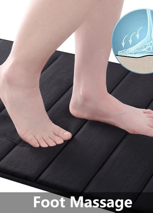 Buganda Memory Foam Bath Mat, 24 inch x 16 inch, Ultra Soft and Non Slip Bathroom Rugs, Water Absorbent and Machine Washable Bath Rug for Bathroom, Shower, and Tub, Black