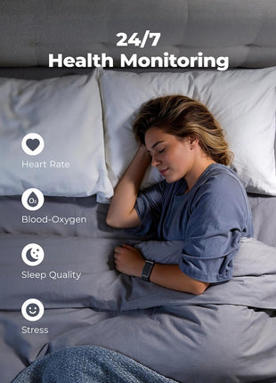 Fitness Trackers for Men & Women, Smart Bracelet with 24/7 Activity & Sleep Tracking, Heart Rate, Blood Oxygen, HRV & Stress Monitor, 30-Day Battery, Smart Band, GPS Modes, Free APP