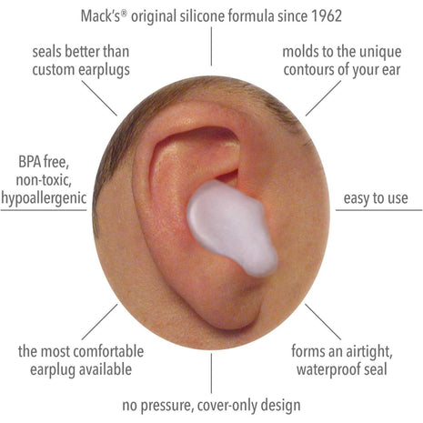 Mack's Pillow Soft Silicone Earplugs, 12 Pair – The Original Moldable Silicone Putty Ear Plugs for Sleeping, Snoring, Swimming, Travel, Concerts and Studying | Made in USA