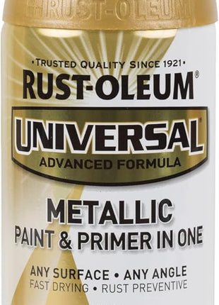 Rust-Oleum Universal All Surface Metallic Spray Paint, Pure Gold | Interior/Exterior, Fast Dry, Rust Preventive, Strong Adhesion, Patented Comfort Trigger Sprays from Any Angle, 11 oz