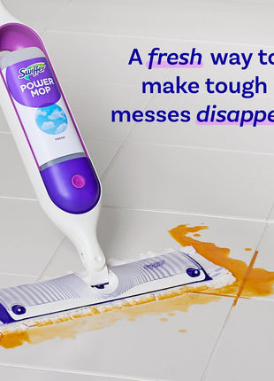 Swiffer PowerMop Liquid Floor Cleaner Refills, Solution for Power Mop, Fresh Scent, 2 Count Mopping Fluid Replacement Bottle, Spray Mops Cleaning Juice, No Bucket Needed, Multi-Surface and Wood